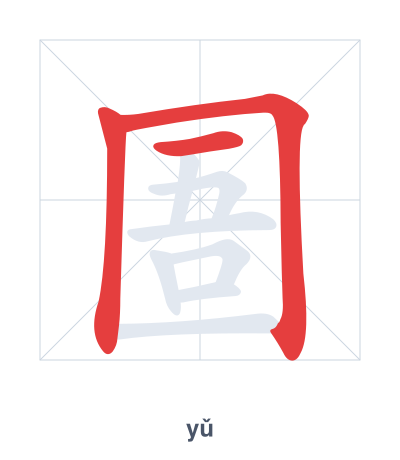 Pratica dell'ordine dei tratti per 圄 - yǔ
