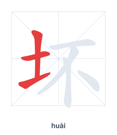 Pratica dell'ordine dei tratti per 坏 - huài