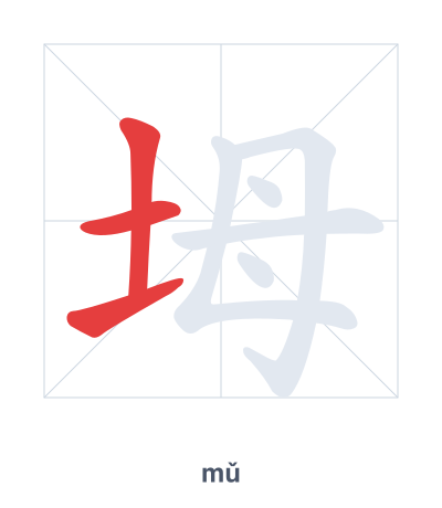 Pratica dell'ordine dei tratti per 坶 - mǔ