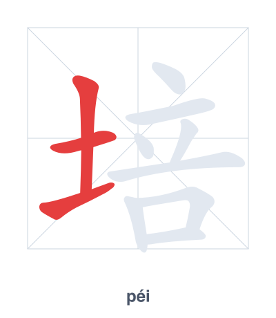 Pratica dell'ordine dei tratti per 培 - péi