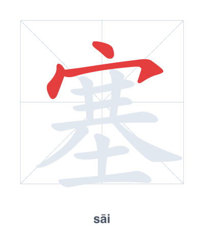 Pratica dell'ordine dei tratti per 塞 - sāi/sài/sè