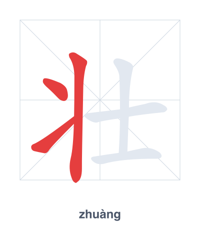Pratica dell'ordine dei tratti per 壮 - zhuàng