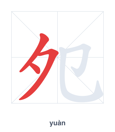 Практика порядка черт для 夗 - yuàn