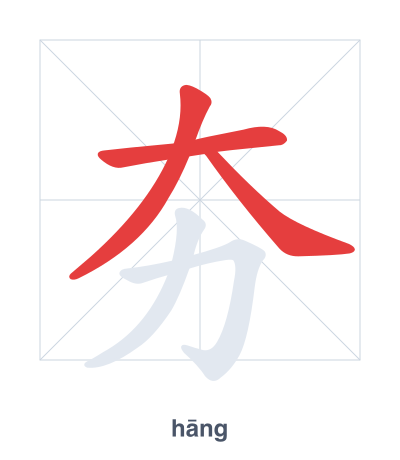 تدريب ترتيب الخطوط لـ 夯 - hāng