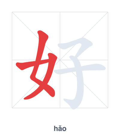 تدريب ترتيب الخطوط لـ 好 - hǎo/hào