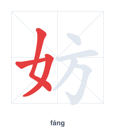Pratica dell'ordine dei tratti per 妨 - fáng