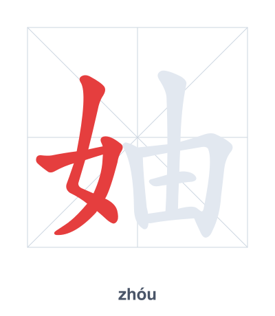 Pratique de l'ordre des traits pour 妯 - zhóu