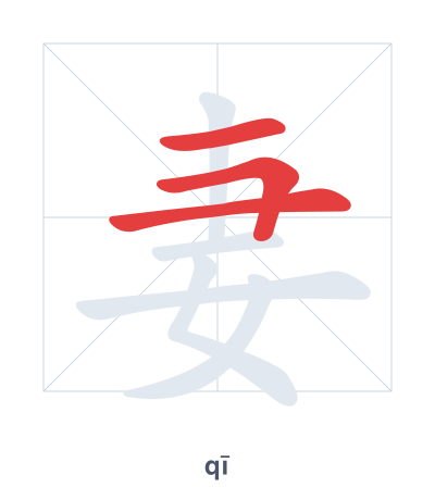 Pratica dell'ordine dei tratti per 妻 - qī