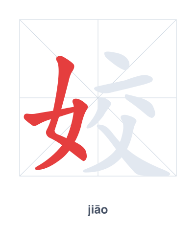 แบบฝึกลำดับเส้นสำหรับ 姣 - jiāo