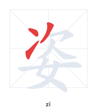 Pratica dell'ordine dei tratti per 姿 - zī