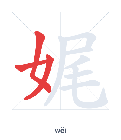 Pratica dell'ordine dei tratti per 娓 - wěi