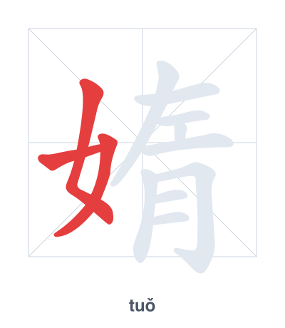 Pratica dell'ordine dei tratti per 媠 - tuǒ