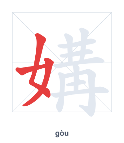 Pratica dell'ordine dei tratti per 媾 - gòu