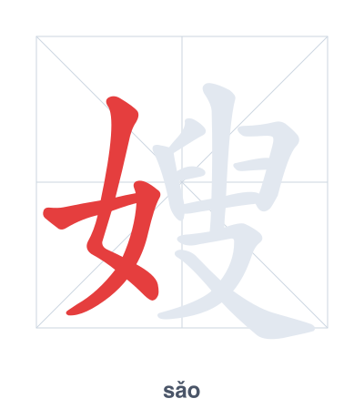 Pratica dell'ordine dei tratti per 嫂 - sǎo