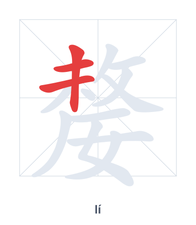 Pratica dell'ordine dei tratti per 嫠 - lí