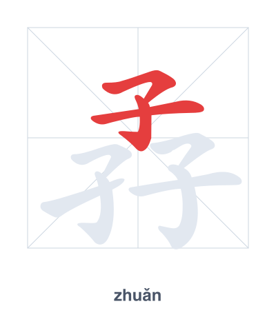 Pratica dell'ordine dei tratti per 孨 - zhuǎn