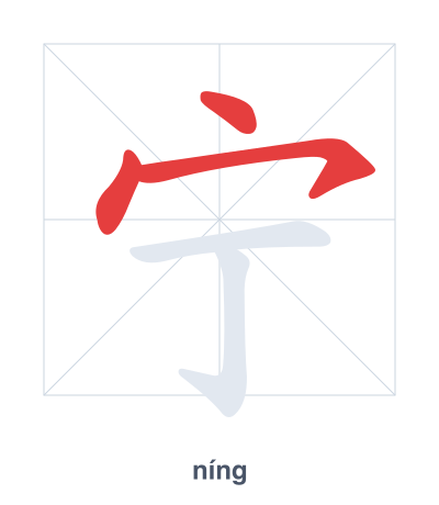 宁(níng/nìng) 획순 연습