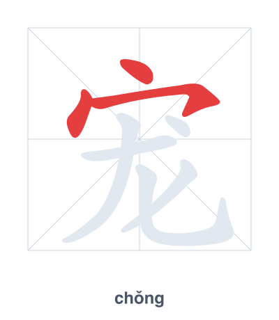 Pratica dell'ordine dei tratti per 宠 - chǒng
