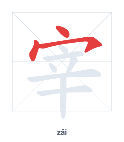 Практика порядка черт для 宰 - zǎi