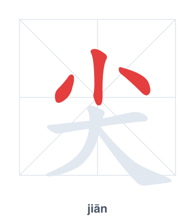 Pratica dell'ordine dei tratti per 尖 - jiān
