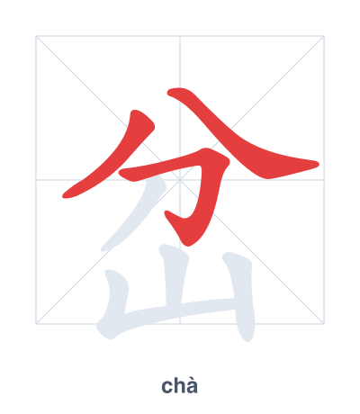 岔(chà) 획순 연습