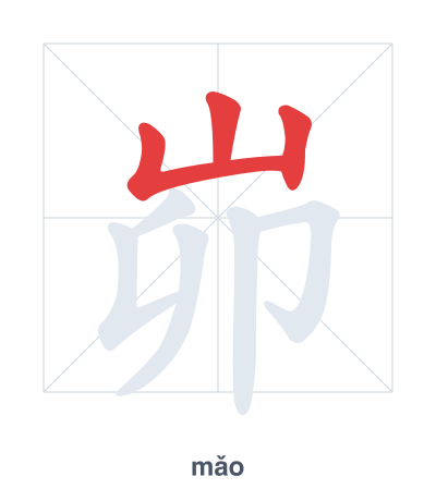 تدريب ترتيب الخطوط لـ 峁 - mǎo