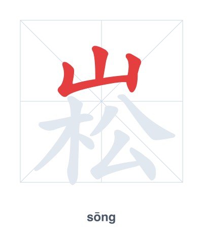 Latihan urutan goresan untuk 崧 - sōng