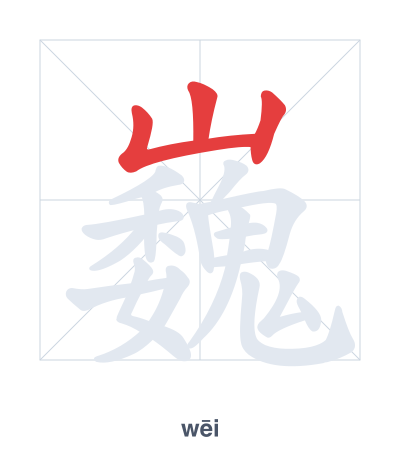Pratica dell'ordine dei tratti per 巍 - wēi