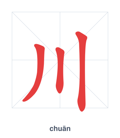 تدريب ترتيب الخطوط لـ 川 - chuān