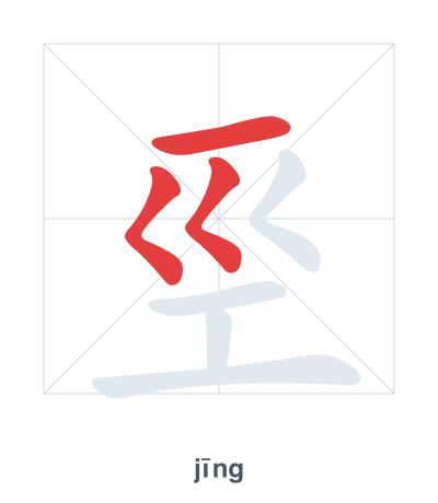 Práctica de orden de trazos para 巠 - jīng
