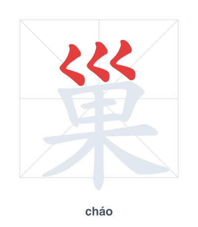 Pratica dell'ordine dei tratti per 巢 - cháo