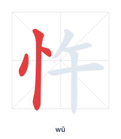 Pratica dell'ordine dei tratti per 忤 - wǔ
