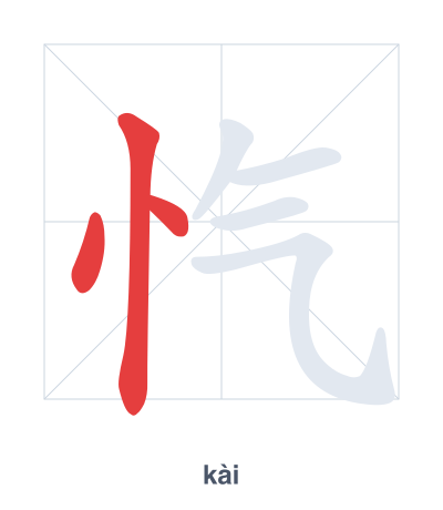 Pratica dell'ordine dei tratti per 忾 - kài