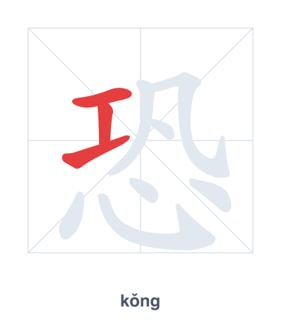 Pratica dell'ordine dei tratti per 恐 - kǒng