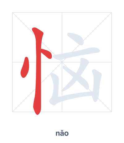 Pratica dell'ordine dei tratti per 恼 - nǎo