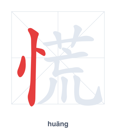 Pratica dell'ordine dei tratti per 慌 - huāng