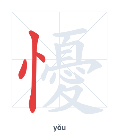 Pratica dell'ordine dei tratti per 懮 - yǒu