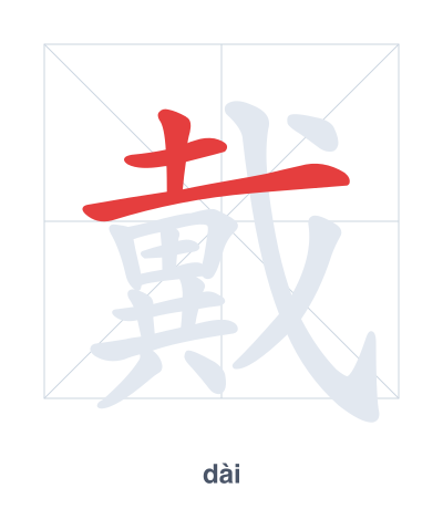 Pratica dell'ordine dei tratti per 戴 - dài