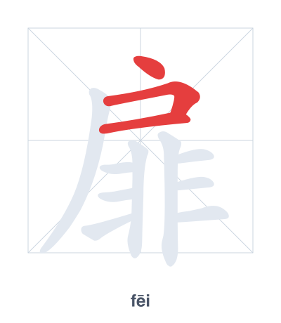 แบบฝึกลำดับเส้นสำหรับ 扉 - fēi