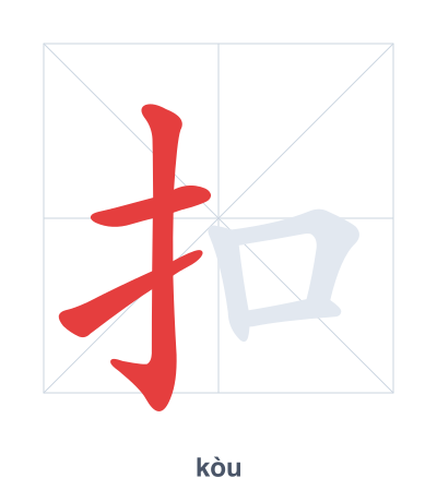 Pratica dell'ordine dei tratti per 扣 - kòu