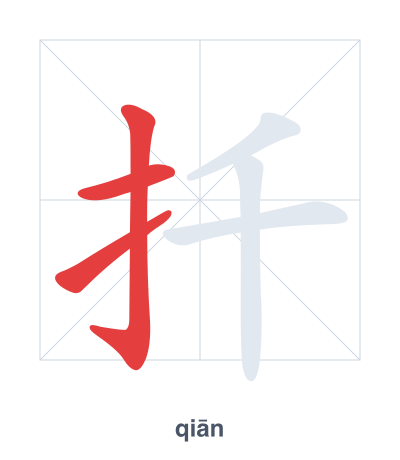Pratica dell'ordine dei tratti per 扦 - qiān