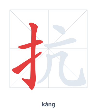 Pratica dell'ordine dei tratti per 抗 - kàng