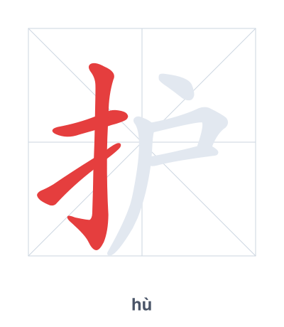 Luyện tập thứ tự nét cho 护 - hù