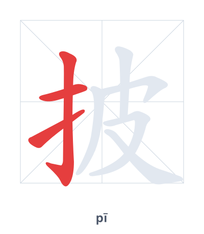 Pratica dell'ordine dei tratti per 披 - pī