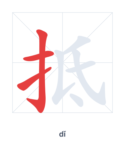 Pratica dell'ordine dei tratti per 抵 - dǐ