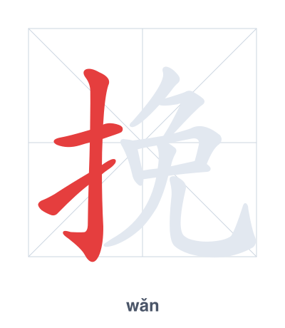 Pratica dell'ordine dei tratti per 挽 - wǎn