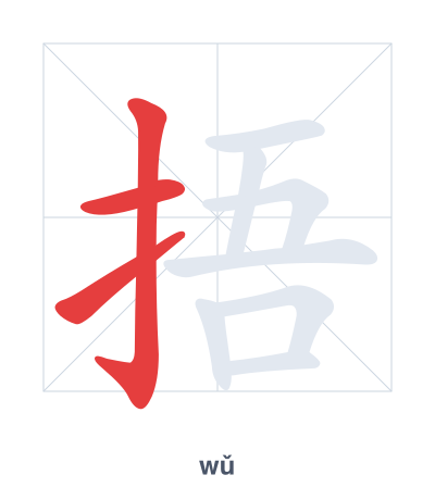 แบบฝึกลำดับเส้นสำหรับ 捂 - wǔ