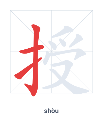 Pratica dell'ordine dei tratti per 授 - shòu
