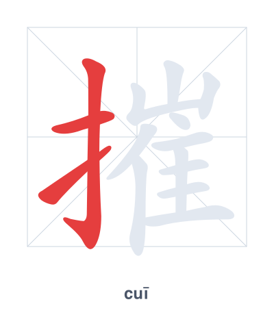 Mazoezi ya mpangilio wa mikunjo kwa 摧 - cuī