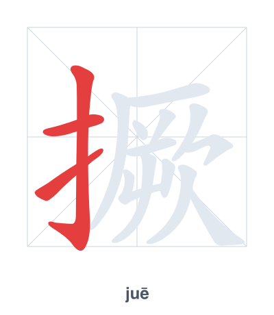 แบบฝึกลำดับเส้นสำหรับ 撅 - juē
